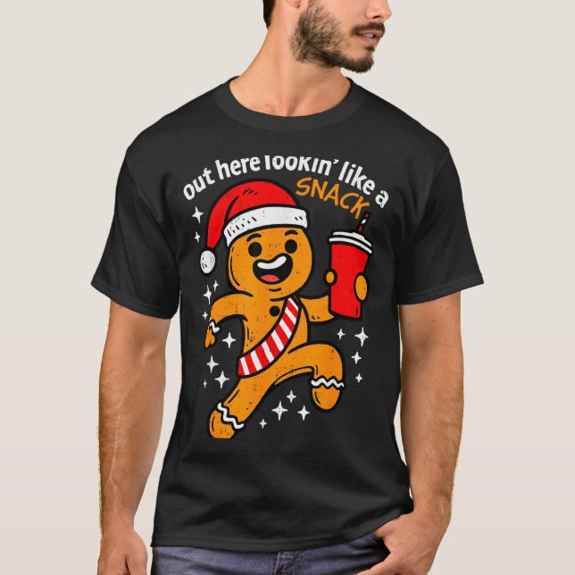 Funny Gingerbread Snack Christmas Xmas Teens Girls T-Shirt (Front)