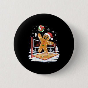 Funny Gingerbread Volleyball Player Christmas  6 Cm Round Badge