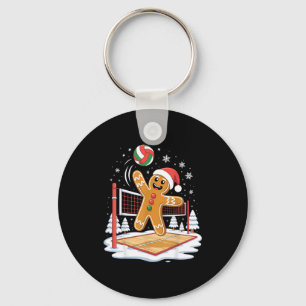Funny Gingerbread Volleyball Player Christmas Key Ring