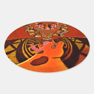 Funny Giraffe: A Kaleidoscopic African Charm Oval Sticker