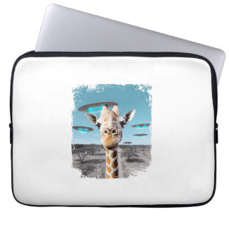 Funny Giraffe Africa Savannah Selfie with Alien UF Laptop Sleeve