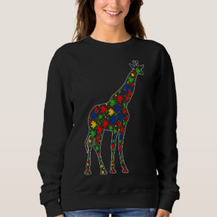 Funny Giraffe Animals Puzzle Pieces Autism Awarene Sweatshirt