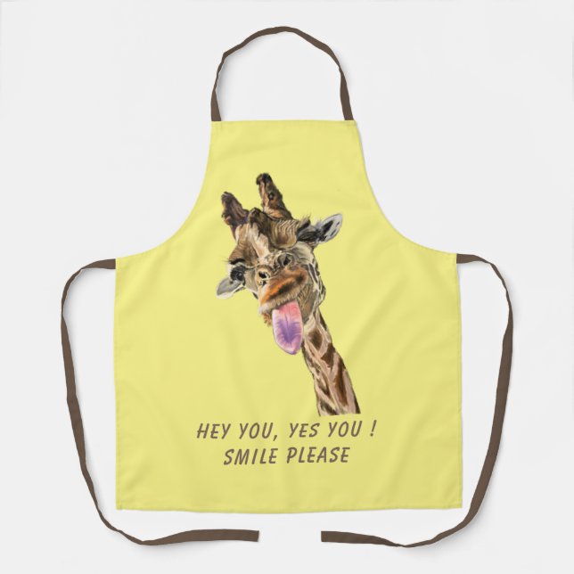 Funny Giraffe Apron with Custom Text and Colour (Front)
