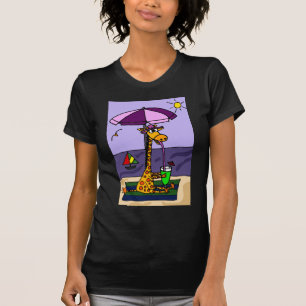 Funny Giraffe at the Beach T-Shirt