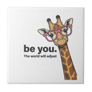 Funny Giraffe Be You Vintage Engraving Shirt Desig Ceramic Tile