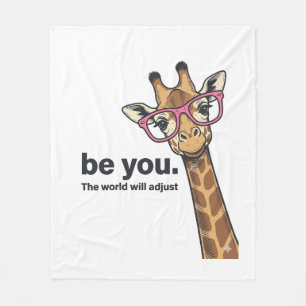 Funny Giraffe Be You Vintage Engraving Shirt Desig Fleece Blanket