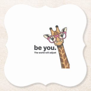 Funny Giraffe Be You Vintage Engraving Shirt Desig Paper Coaster