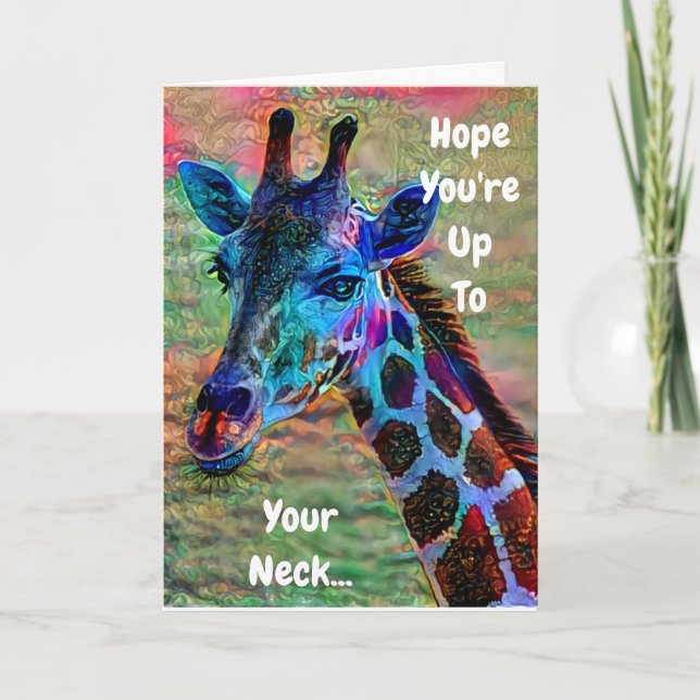 Funny Giraffe Birthday Card (Front)