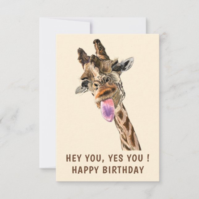 Funny Giraffe Birthday Card - Custom Text (Front)