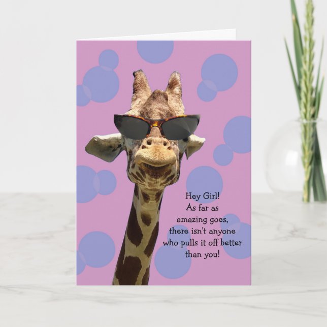 Funny Giraffe Birthday Card for Girl (Front)
