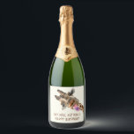 Funny Giraffe Birthday Wine Labels - Custom Text<br><div class="desc">Birthday Wine Labels with Funny Giraffe Tongue Out and Playful Wink Cartoon Drawing Animal Smile - or Choose / Add Your Unique Text / Font / Colour / Size - Make Your Special Wine or Champagne Birthday Bottle Labels Gift - Resize and move or remove and add elements / image...</div>