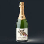 Funny Giraffe Birthday Wine Labels - Custom Text<br><div class="desc">Birthday Wine Labels with Funny Giraffe Tongue Out and Playful Wink Cartoon Drawing Animal Smile - or Choose / Add Your Unique Text / Font / Colour / Size - Make Your Special Wine or Champagne Birthday Bottle Labels Gift - Resize and move or remove and add elements / image...</div>