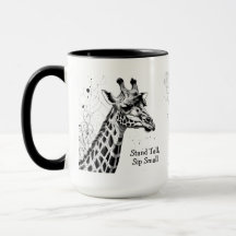 Funny Giraffe Black White Ink Personalised
