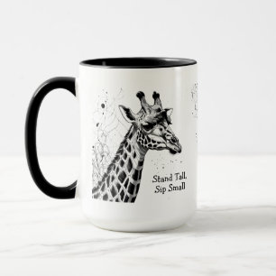 Funny Giraffe Black White Ink Personalized Mug