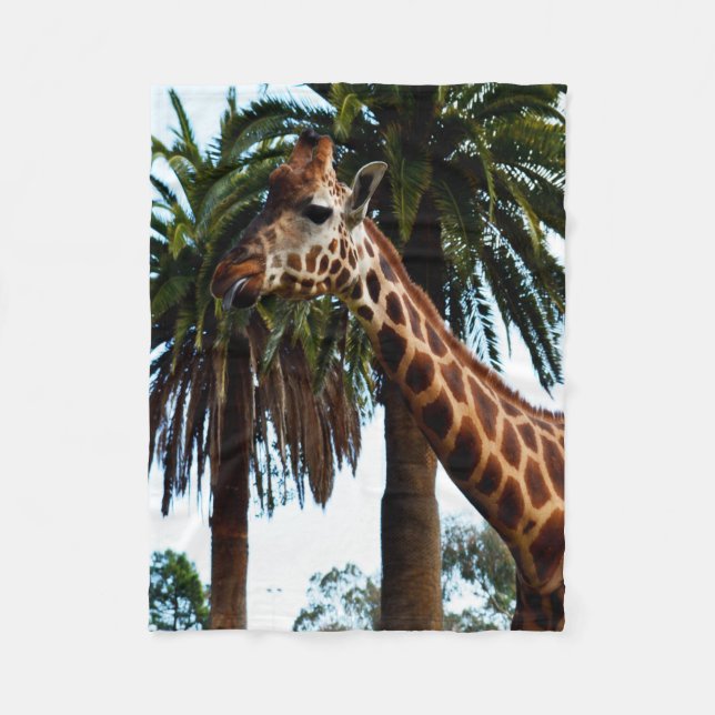 Funny Giraffe Blowing A Raspberry, Small Fleece Blanket (Front)