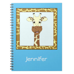 Funny giraffe cartoon kids notebook