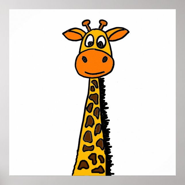 Funny Giraffe Cartoon Poster (Front)