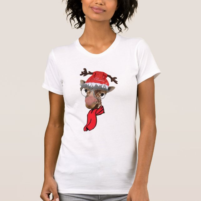 funny giraffe christmas t-shirt design (Front)