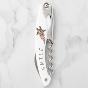 Funny Giraffe Corkscrew Smile - Custom Text