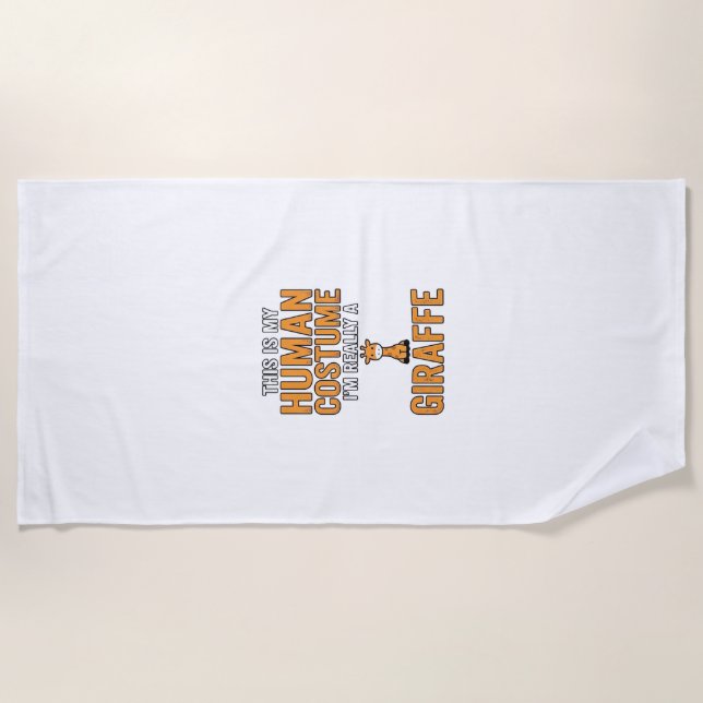 Funny Giraffe Costume Vector Shirt Design_1 Beach Towel (Front)