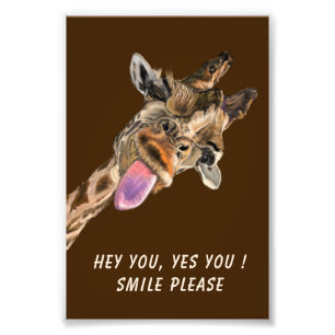 Funny Giraffe Custom Text Poster Choose Colours