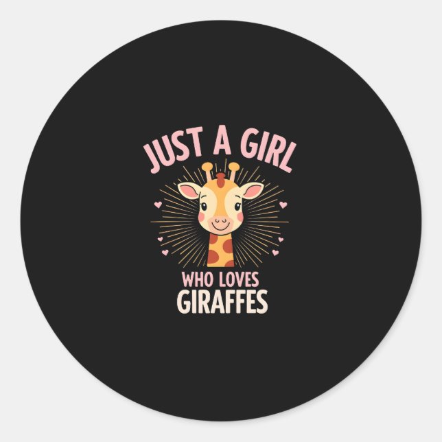 Funny Giraffe Design For Women Girls Safari Giraff Classic Round Sticker (Front)