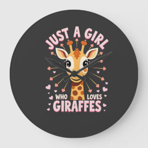Funny Giraffe Design For Women Girls Safari Giraff Large Clock