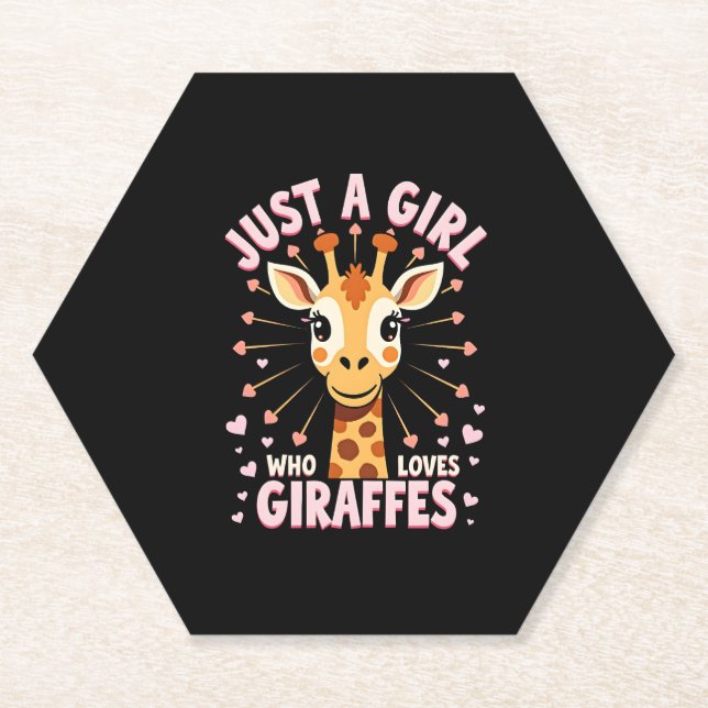 Funny Giraffe Design For Women Girls Safari Giraff Paper Coaster (Front)