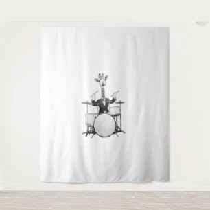 Funny Giraffe Drummer Drumer Drums Drumset Drumsti Tapestry