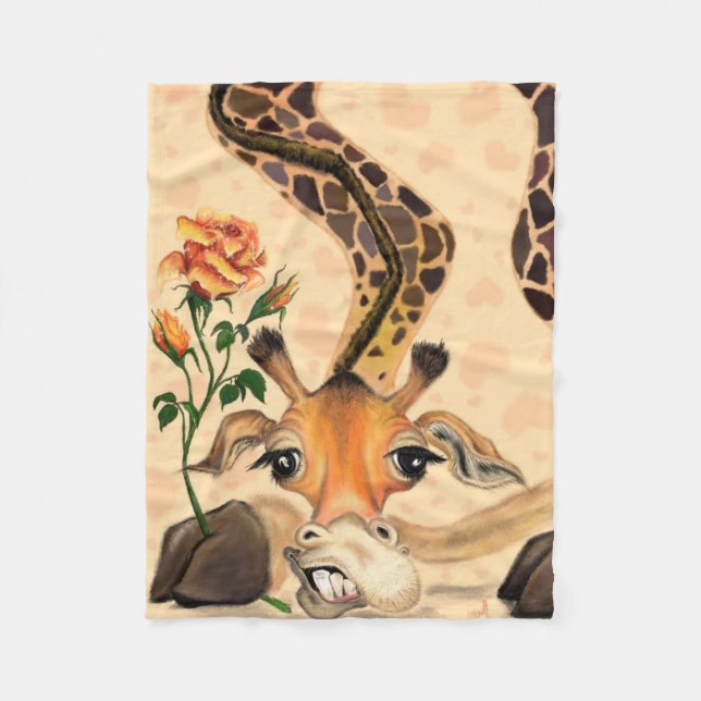 Funny Giraffe Fleece Blanket (Front)
