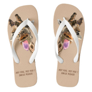 Funny Giraffe Flip Flops Smile - Choose Colours