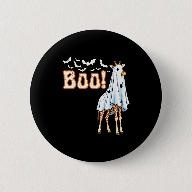 Funny Giraffe Ghost Boo Shirt Cute Animal Hallowee 6 Cm Round Badge (Front)