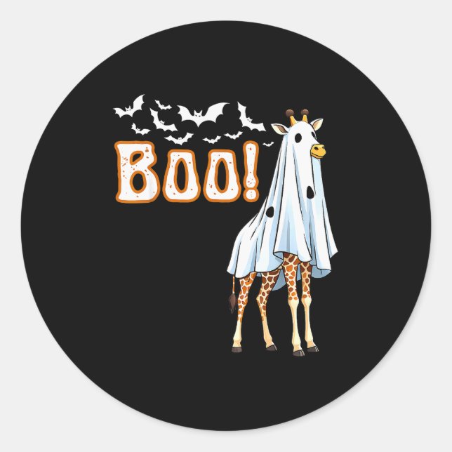 Funny Giraffe Ghost Boo Shirt Cute Animal Hallowee Classic Round Sticker (Front)