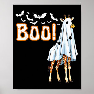 Funny Giraffe Ghost Boo Shirt Cute Animal Hallowee Poster