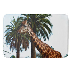 Funny Giraffe Giving A Raspberry, Bath Mat