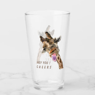Funny Giraffe Glass Cheers - Custom Text