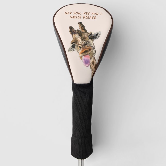 Funny Giraffe Golf Head Cover Custom Text (Front)