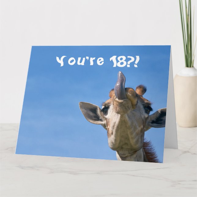 Funny Giraffe Happy 18th Birthday Card (Front)