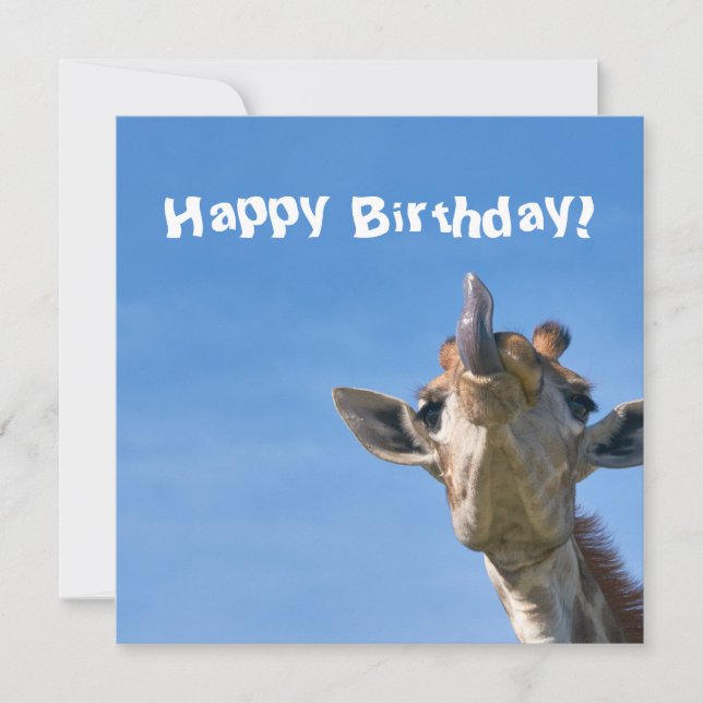 Funny Giraffe Happy Birthday Card (Front)