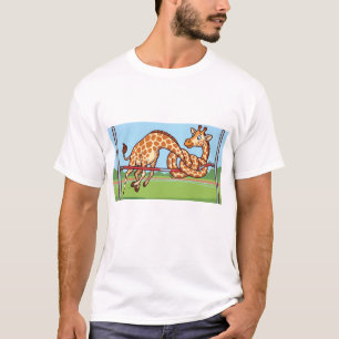 Funny Giraffe High Jump Cartoon T-Shirt