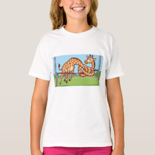 Funny Giraffe High Jump Cartoon T-Shirt