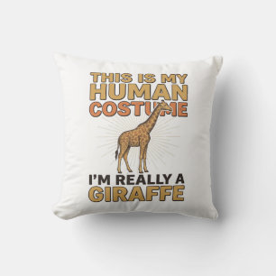 Funny Giraffe Human Costume Vintage Engraving Shir Cushion