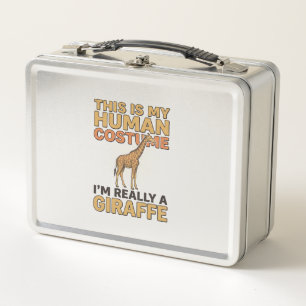 Funny Giraffe Human Costume Vintage Engraving Shir Metal Lunch Box