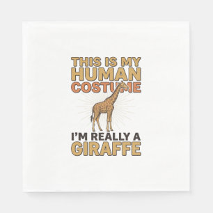 Funny Giraffe Human Costume Vintage Engraving Shir Napkin
