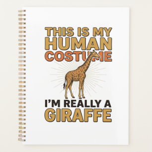 Funny Giraffe Human Costume Vintage Engraving Shir Planner