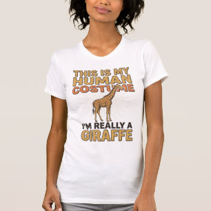 Funny Giraffe Human Costume Vintage Engraving Shir T-Shirt