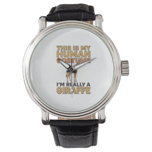 Funny Giraffe Human Costume Vintage Engraving Shir Watch