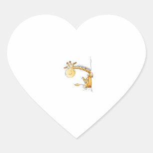 Funny Giraffe I Cute Cartoon Wild Animal Lover Fun Heart Sticker