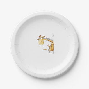 Funny Giraffe I Cute Cartoon Wild Animal Lover Fun Paper Plate