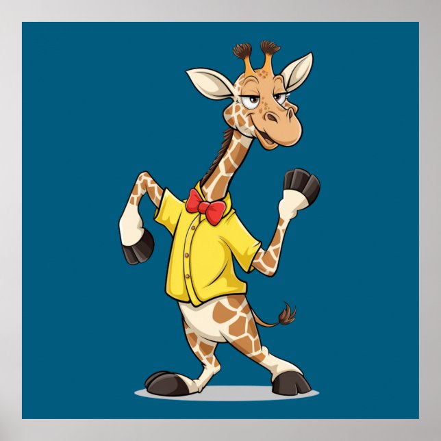 Funny Giraffe Illustration Poster (Front)